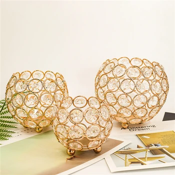 Crystal Tealight Candle Lantern Holders Gold Silver Candlesticks for Wedding Xmas Party Dinner Table Centerpieces Home Decors