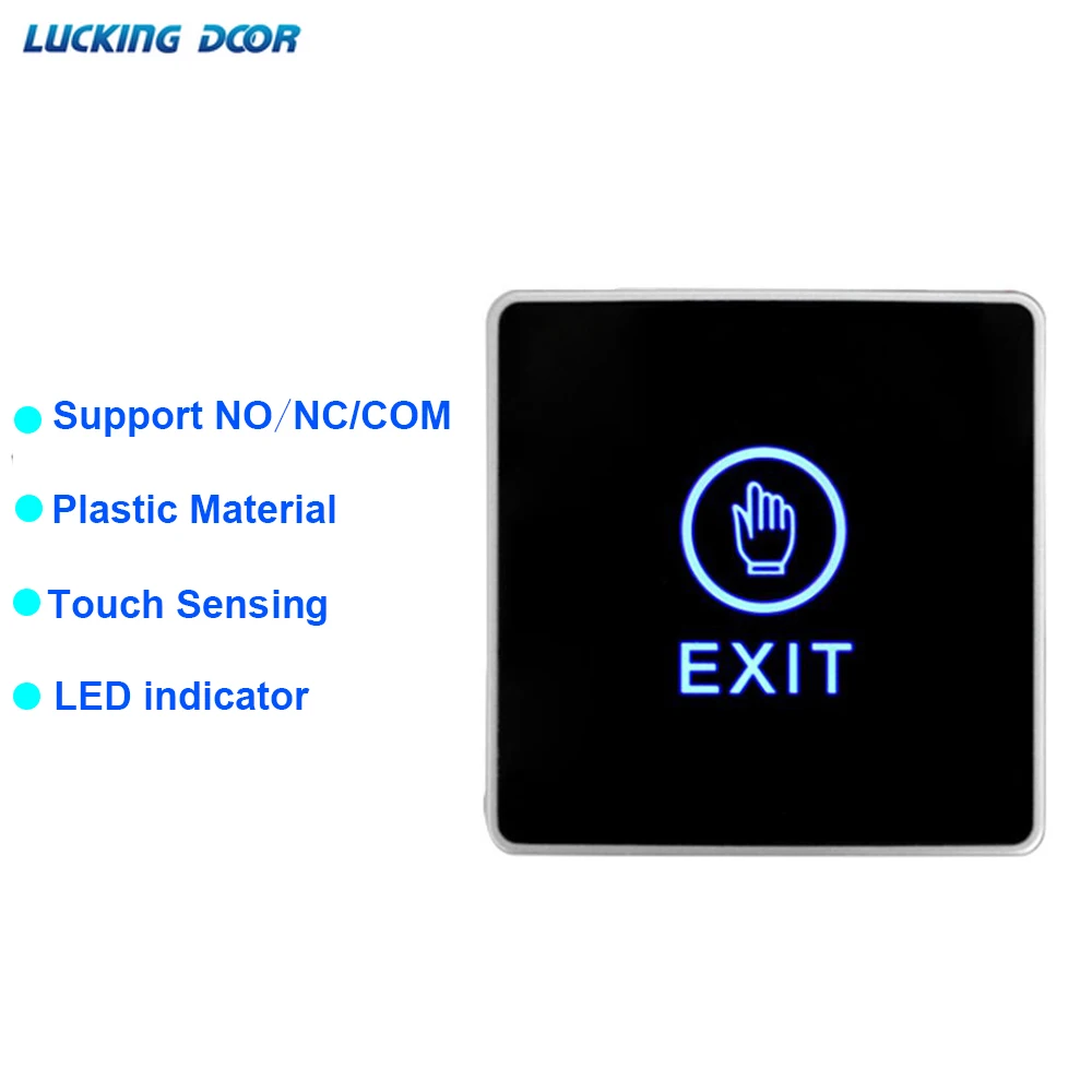 Botón de salida táctil de retroiluminación, interruptor de liberación de puerta sin contacto infrarrojo para sistema de Control de acceso con indicador LED, 86x86mm