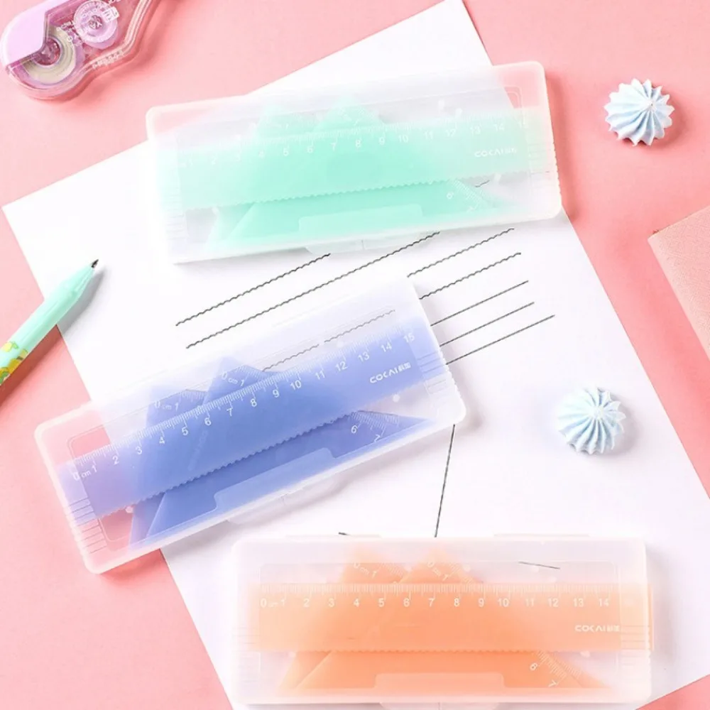 Jelly Color Measurement Tool Set Triangle Ruler Protractor Student Stationery Set Transparent Jelly Color Triangle