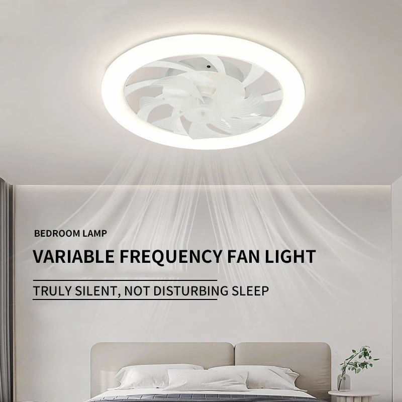 Remote Control Ceiling Fan With Light Bedroom Decoration Ventilation Fan Light 48cm Air Invisible Blade Telescopi