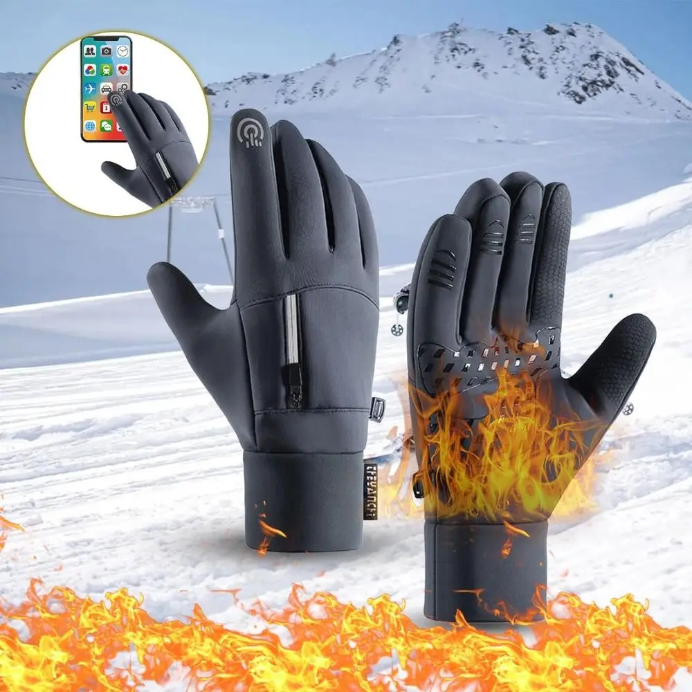 

Windproof Winter Gloves Waterproof Non-Slip Motorcycle Ski Climbing Gloves with Pockets Keep Warm Touch Screen Mitten