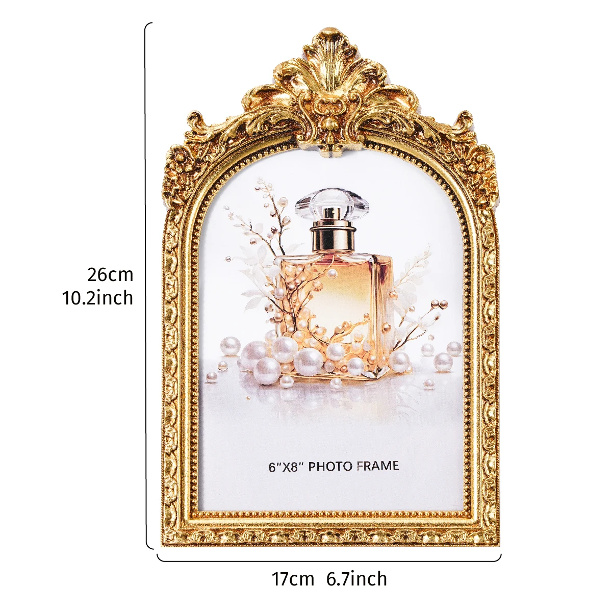 1PC, European retro golden arched lace decorative photo frame, suitable for photo display, home decoration and photography props