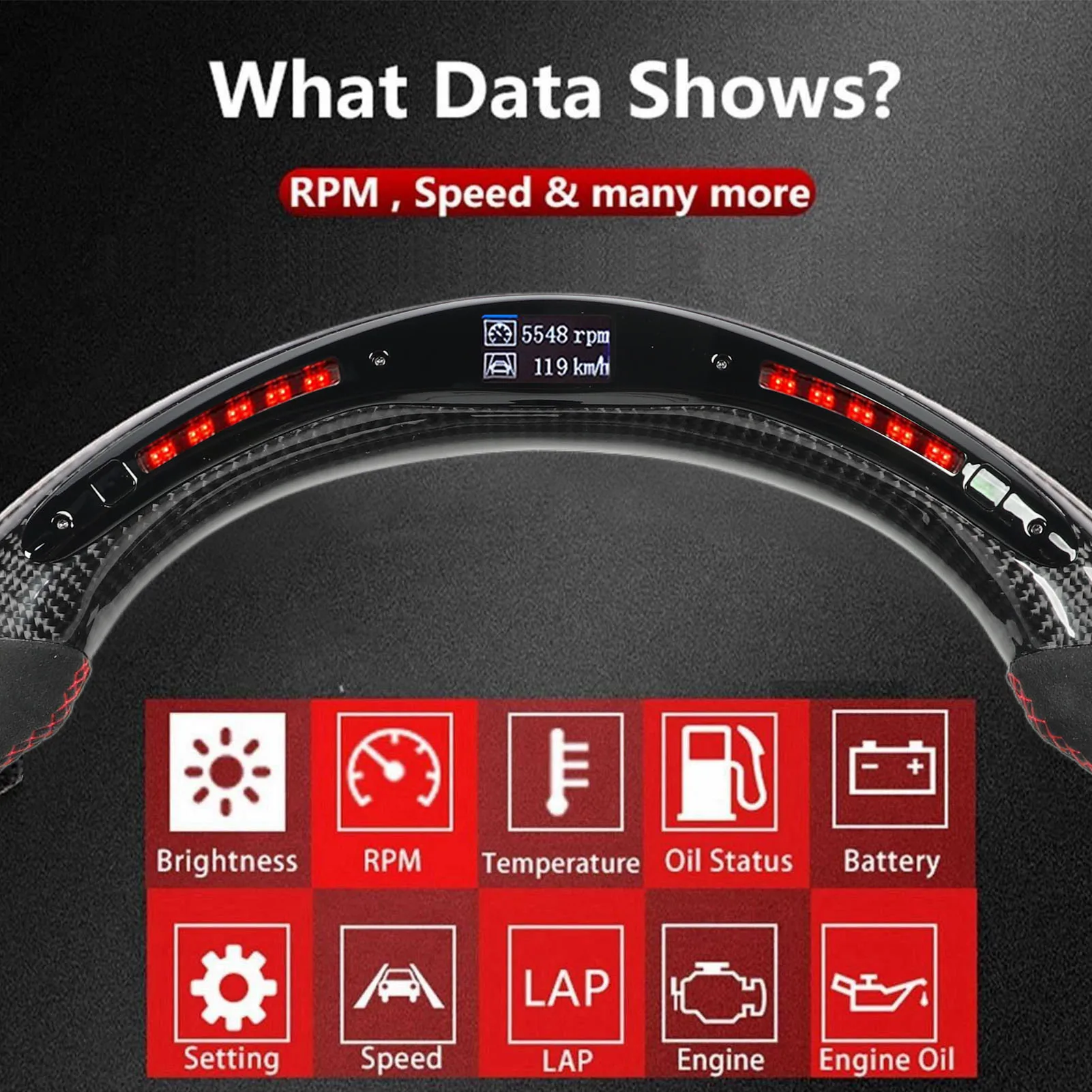 LED 디스플레이 시프트 조명 스티어링 휠, 스웨이드 레드 스티칭, 폭스바겐 MK6 R MK5 6R GLI MK6 에 적합, 자동차 부품