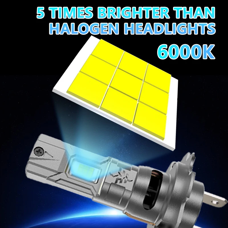 New H7 H4 Led Lights 1:1 Mini Size Car Headlight With Fan 800000LM Super Bright Wireless Turbo Fog Bulb 6000K Automobile Lamp