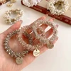 Fashion Crystal Pearl Hair Ties High Elastic Beaded Scrunchies Women Girls Ponytail Holder Rubber Band Bohemia Party Headwear