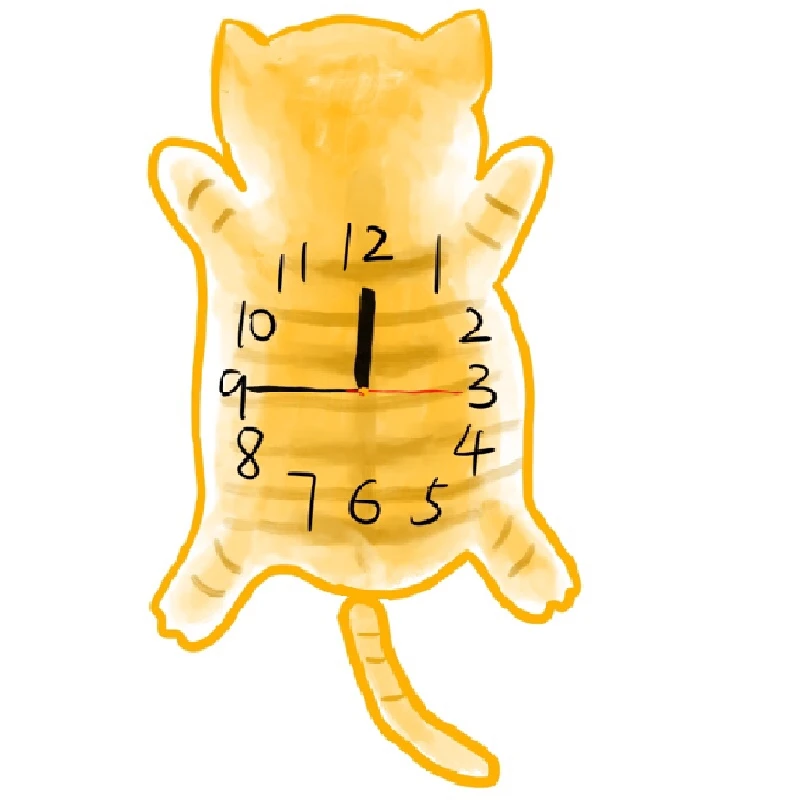 Rocking Tail Cat Cartoon Children's Ultra-Quiet Wall Clock Home Living Room Bedroom Cute Fashion Creative Fat Orange Clock