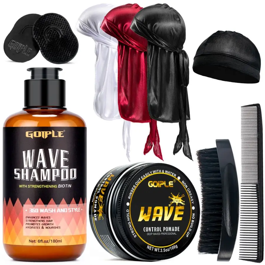 Wave Styling Pomade Kit for Men with Brush