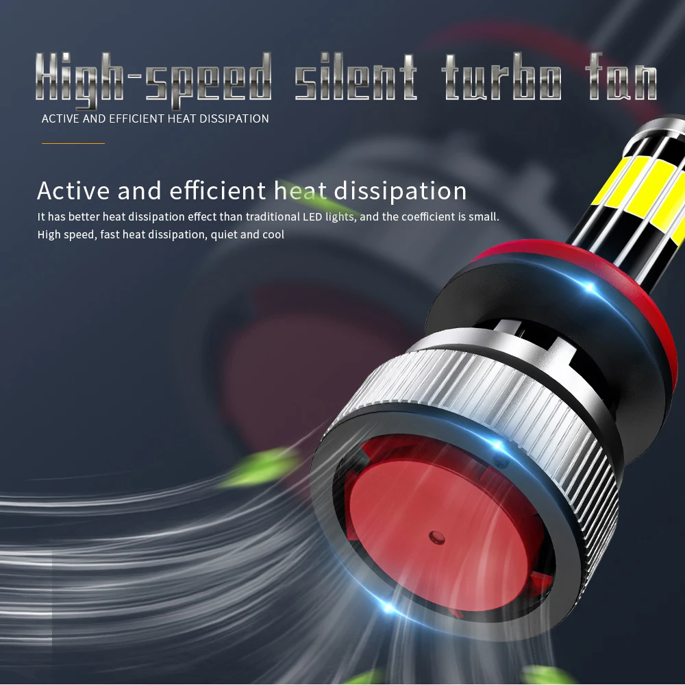 6000K 200W 880 9004 H8 H3 H7 H9 30000LM 9006 HB4 9005 HB3 H4 H11 H1 10 면 LED 헤드라이트 전구, 9V-30V 자동차 안개등 12V, 2 개