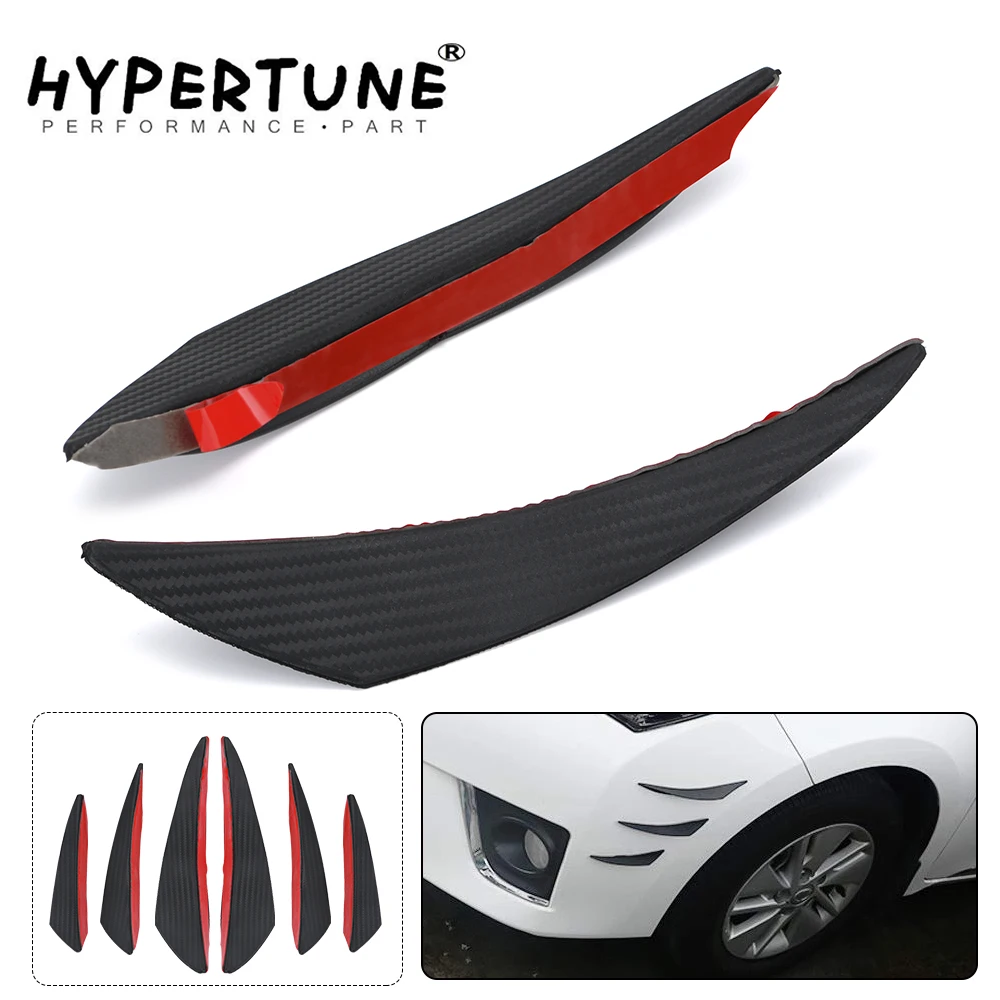 6pcs Universal ABS Carbon Fiber Style Car Front Bumper Fins Lip