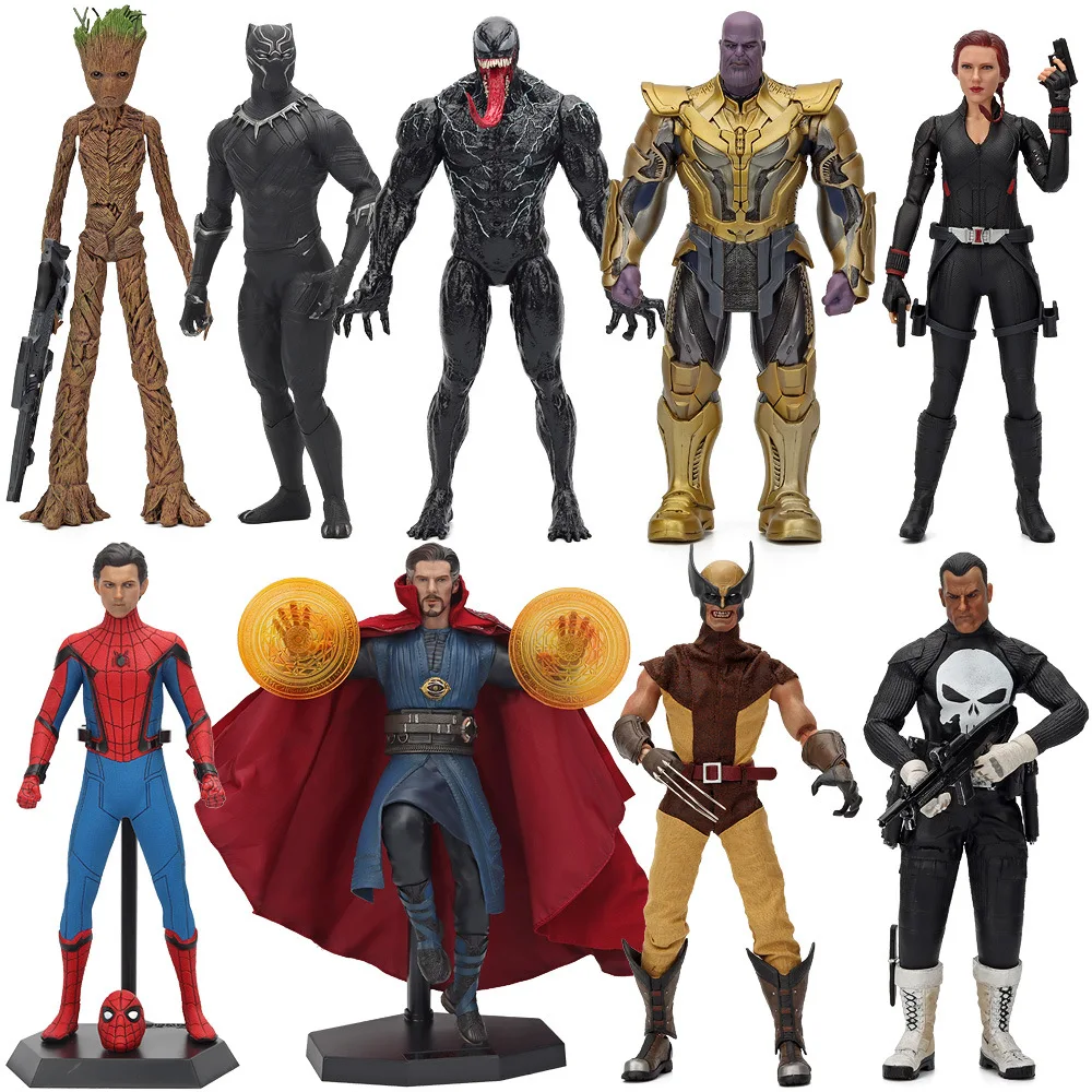 

1/6 Marvel The Avengers Iron Man Mk46 Groot Spider Man Venom Doctor Strange Thor Pvc Figure Model Collect Ornaments Toy Gifts