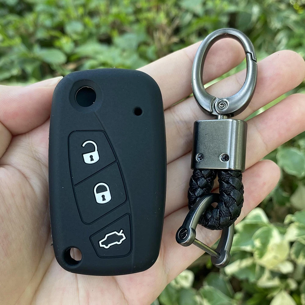 Silicone Car Key Case Cover for FIAT Panda Stilo Punto Doblo Grande Bravo 500 Ducato Minibus 3 buttons key key case cover key case car key shell