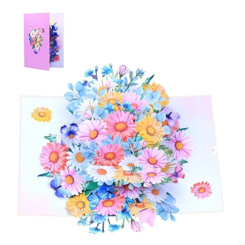 4X7B Bright Daisies 3D Surprise Card Greeting Card for Birthday Christmas Mother Day