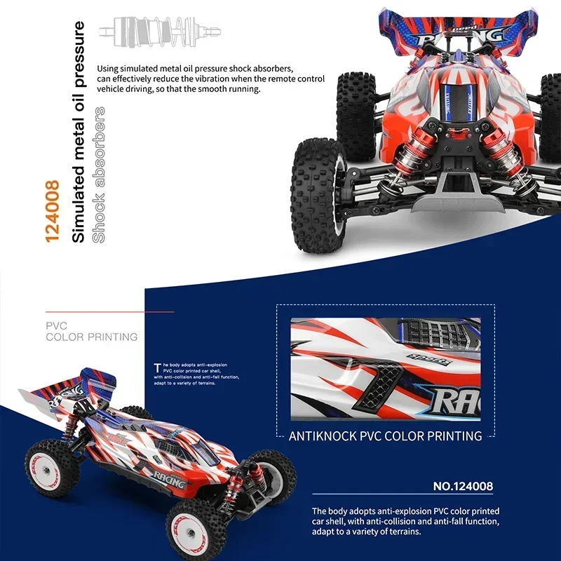 WLtoys 124008 60KM/H 4WD RC Car 3S Professional Racing Car Brushless Electric High Speed Off-Road Drift Remote Control Toys Gift 4