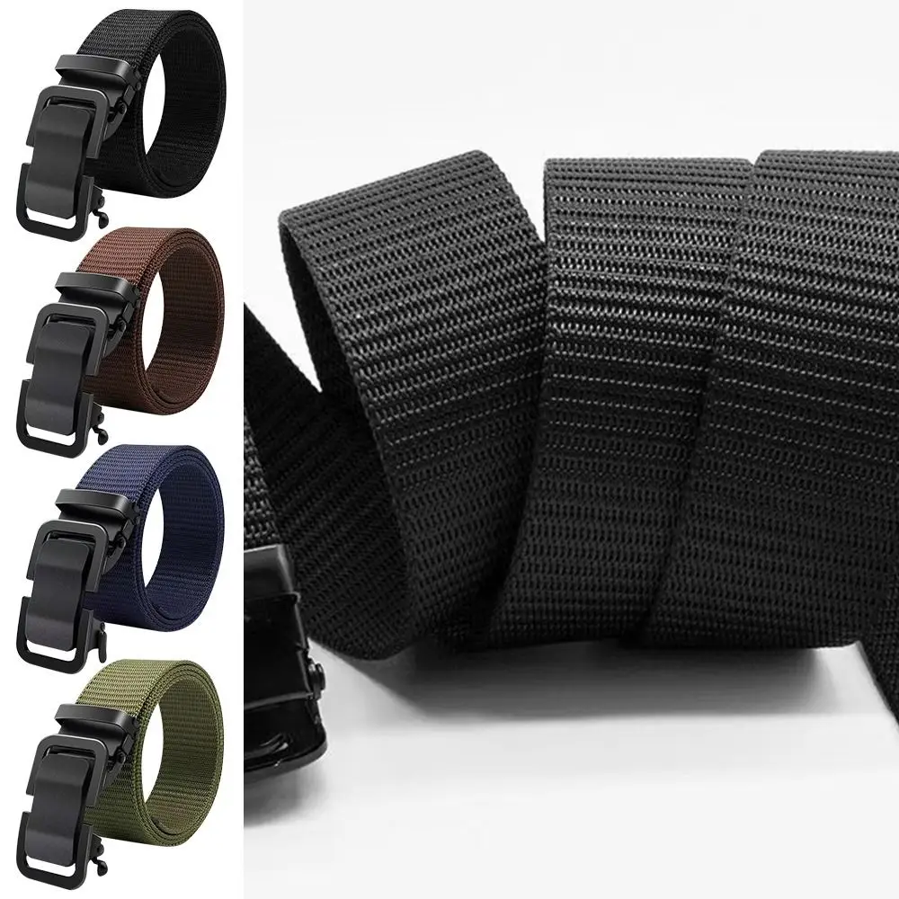

Men Luxury Brand Business Casual Weave Waist Band Automatic Buckle Waistband Canvas Strap Nylon Braided Belt