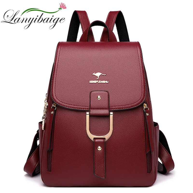 

2023 New Burgundy Leisure Backpack Fashion Designer Large Capacity Retro Shoulder Bags Suitable For Women's Travel Antitheft Bag
