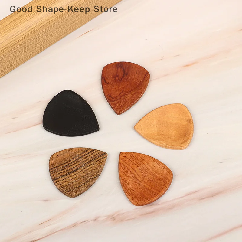 1/5Pcs Wooden Acoustic Guitar Picks Bass Ukulele Plectrum Picks Electric Guitar Can Be Drillable Pendant Gift