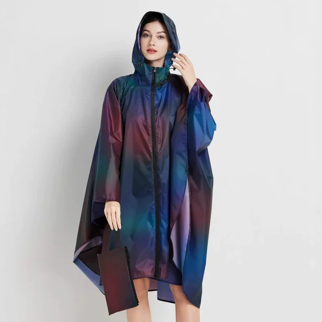 Fashion Big Size Women Colorful Raincoat  Rain Coat Poncho Ladies Waterproof Biker Cloak Raincoats Adults Windproof Rainwear 2