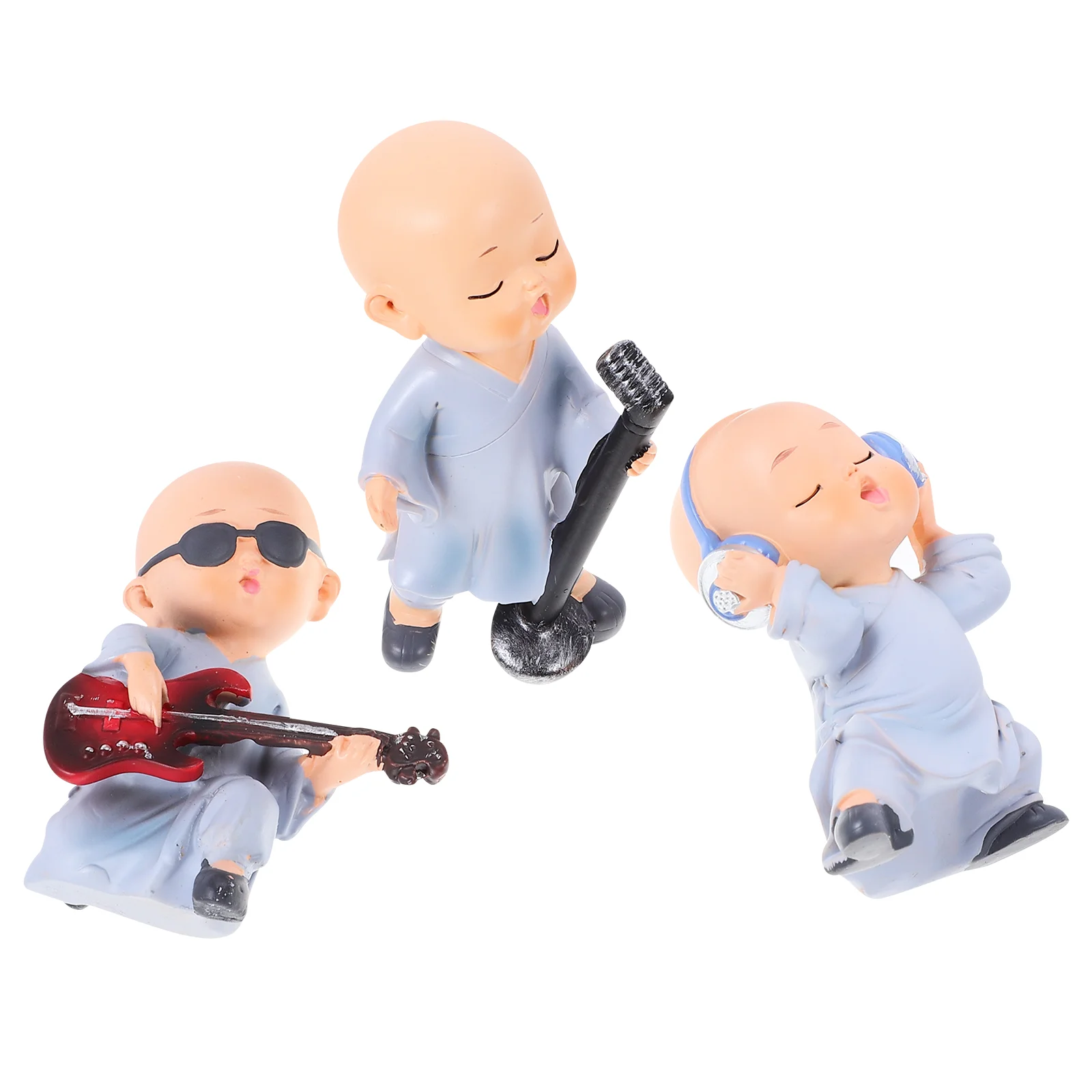 

3 Pcs Home Decor Car Ornaments Buddha Statue Decorative Monk Figurines Adorable Little Dashboard Decorations Baby