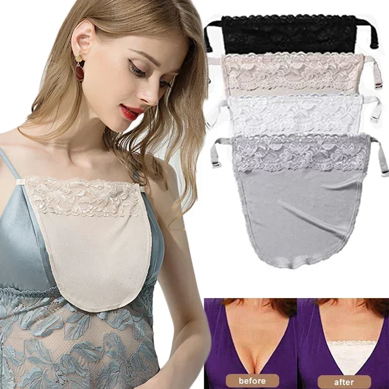 Women Lingerie Bra Women Tank Tops Women Tube Tops Lace Camisole Tops Women'S Lace Cleavage Cover Up Mock Camisole Bra Underwears Strapless Insert Wrapped Chest Invisible Clip-On Adjustable Tube Top