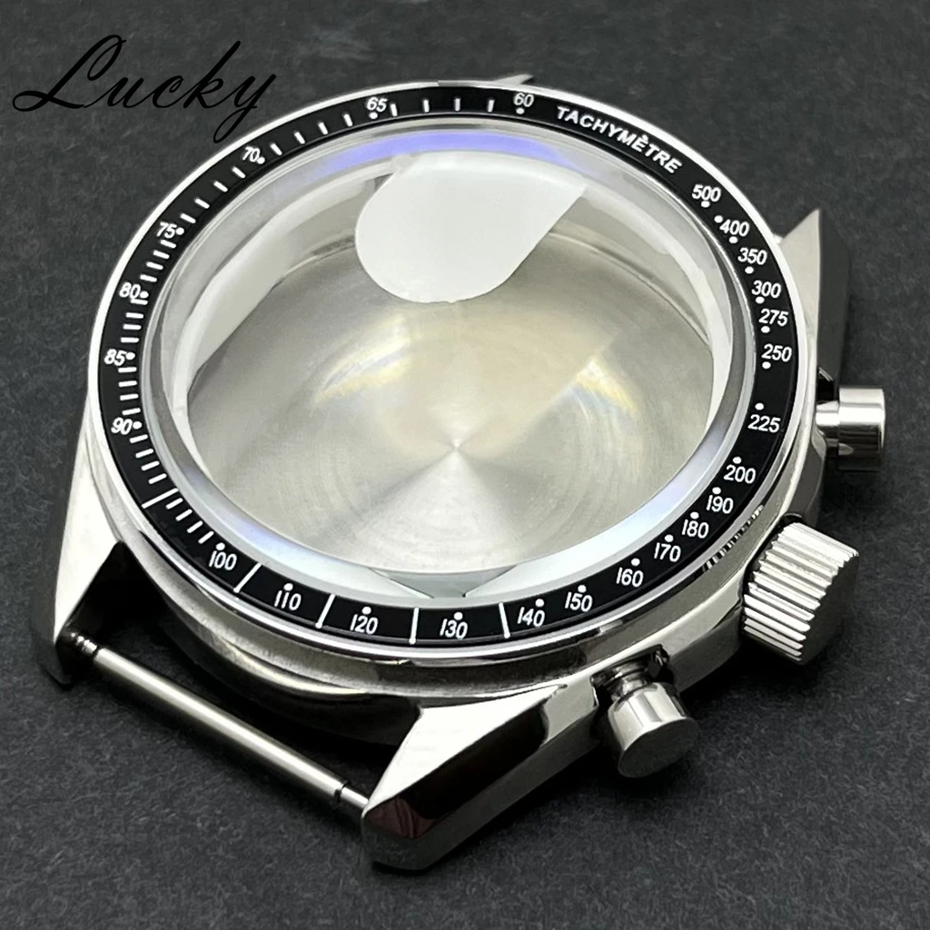 Moon Watch 39.7MM Case with High-Quality Moon Pattern Back Chronograph – Premium Watch Parts Accessories