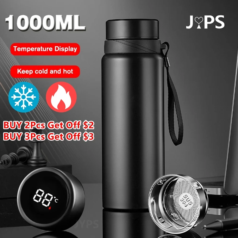 1000ML Smart Thermos Bottle Keep Cold and Hot Bottle Temperature