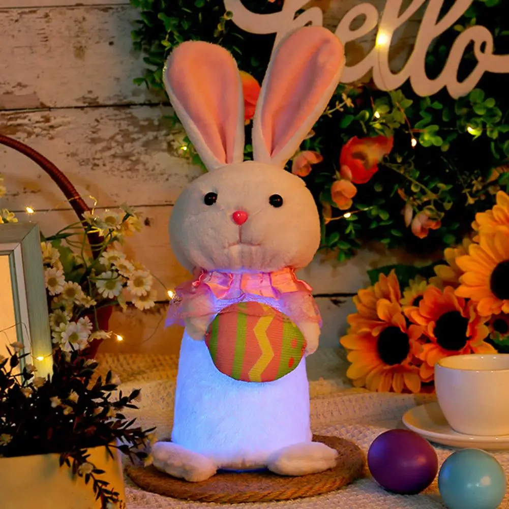 

Glow Rabbit Toy Light-up Easter Bunny Plush Toy with Colorful Eggs Carrot Festive Desktop Decoration New Year Gift Adorable