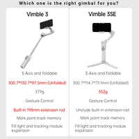 stabilisateur Smartphone officiel Vimble 3 tige d'extension intégrée 3 axes