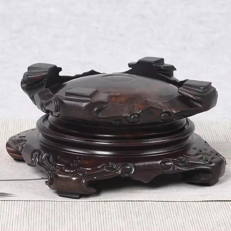 Round Red Wood Base for Teapot, Stone Buddha Statue, Vase, Flower Pot, Support Decoration