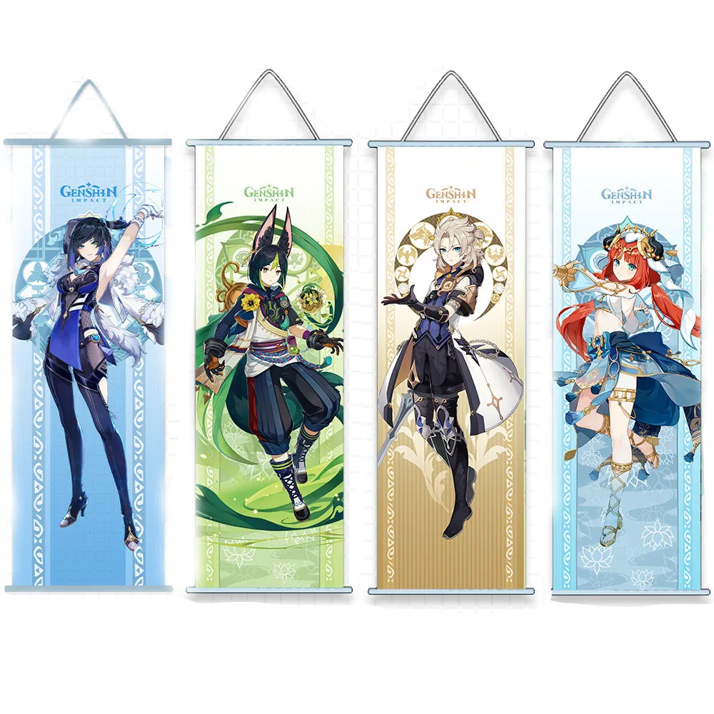Anime Ornament Game Impact Anime Cosplay Wall Scrolls Kazuha Baal Ayaka Tighnari Alhaitham Itto Nilou Shenhe Wanderer Fans Collections Props wall hanging poster
