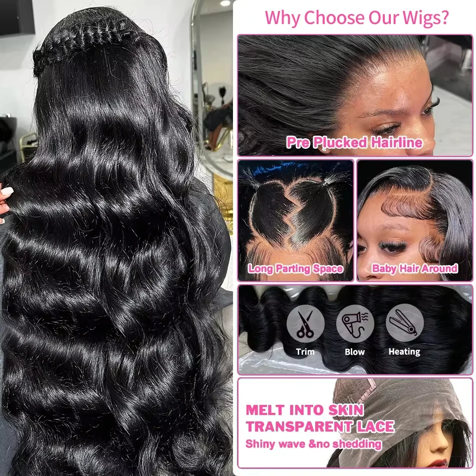 200 Density 13x6 13x4 HD Transparent Body Wave Lace Frontal  display picture 3