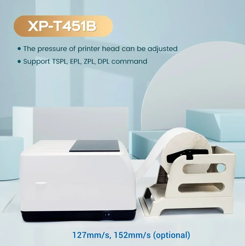 GlowMart XP-T451B Heat Transfer Ticket Machine Cashier Ticket Issuing Printer Catering Kitchen Printing Machine Ribbon Printer