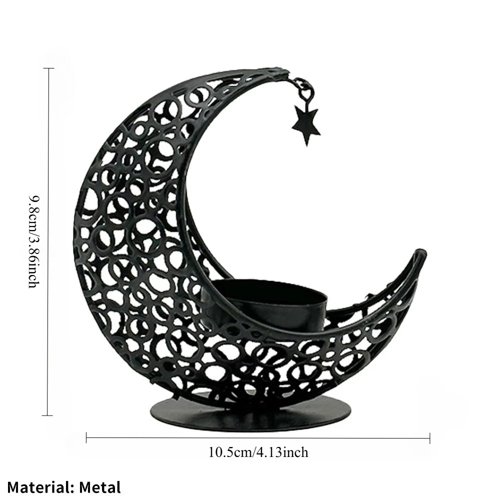 Moon Candle Holder Metal Christmas Decor Romantic Light INS Style Wedding Table Tea Light Cup Stand Table Decorations
