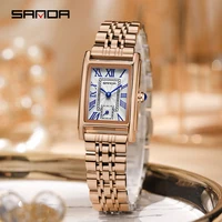 SANDA 1116 nouvelle femme montre Bracelet de luxe mode affaires en cuir acier Quartz montres pour femmes cadeau Relogio Mujeres 4