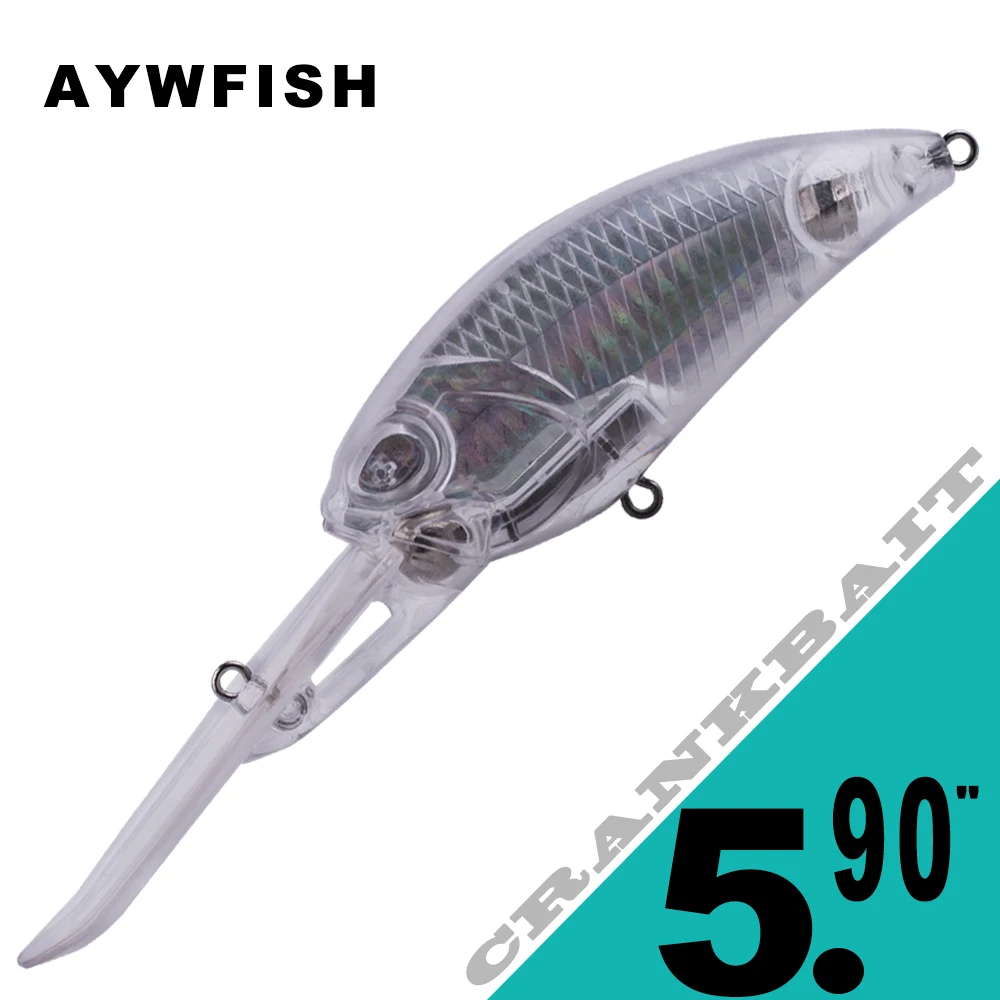 

AYWFISH 3PCS 5PCS 15CM 37G Deep Diver Unpainted Rattle Crankbait Fishing Lure Wobblers Floating Crank Baits Blank With Free Eyes