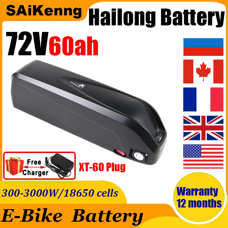 

Hailong Max 72v 3000w Electric Bicycle Conversion Kit 36v52v 60v 48v 1500w Lityum Pil Paketi 20 30 35 40 50 60ah Lithium Battery