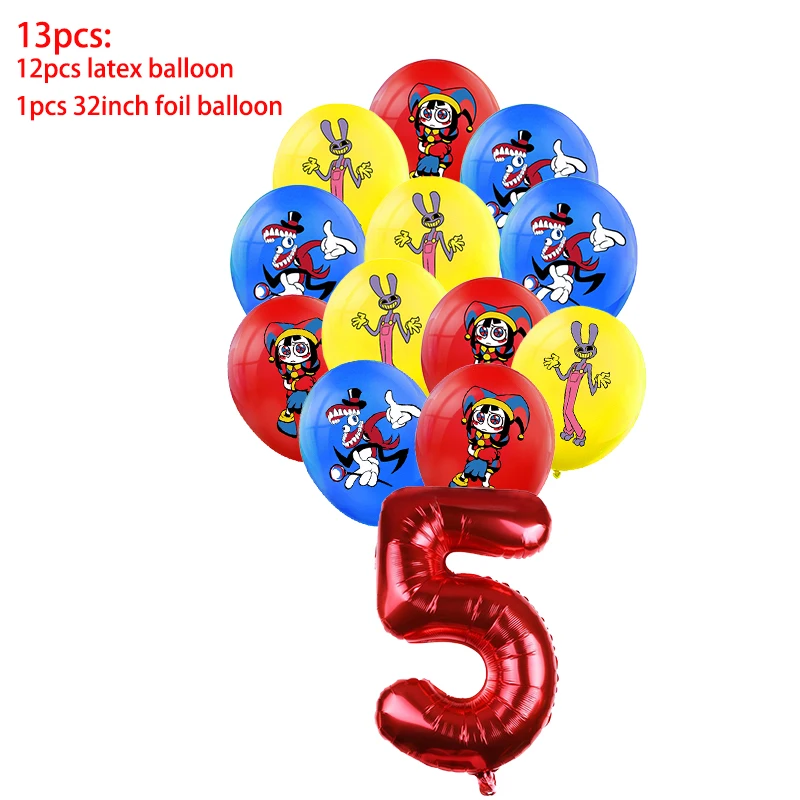 thumbnail image 1 of Increíble vajilla de circo digital, decoración para fiestas de cumpleaños, pancarta con globos, adorno para tarta, suministros para fiestas, baby shower, 1 of 5