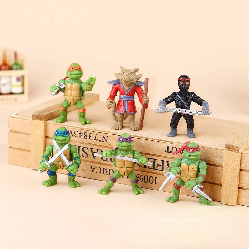 Mini figura de ação anime infantil, tartarugas ninja, brinquedos Raphael  Donatello, modelo de desenho animado, decoração desktop, presente de Natal,  5cm, 6 peças - AliExpress