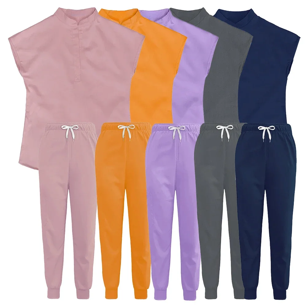 

Beauty Workwear Women Medical Nurses Uniform Surgical Scrubs Set Spa Tops Pants Clinic Carer Nursing Uniforms Jogger Suits