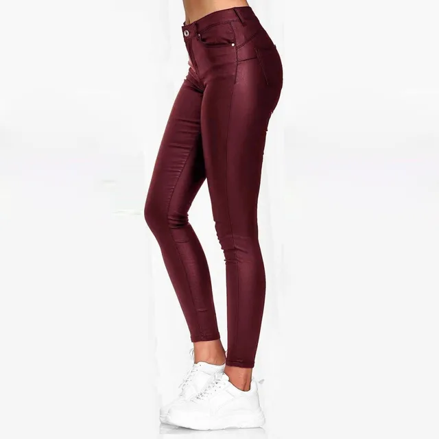 PU Leather Skinny Pants for Women High Waist Slim Fit Bodycon Trousers - Image 4