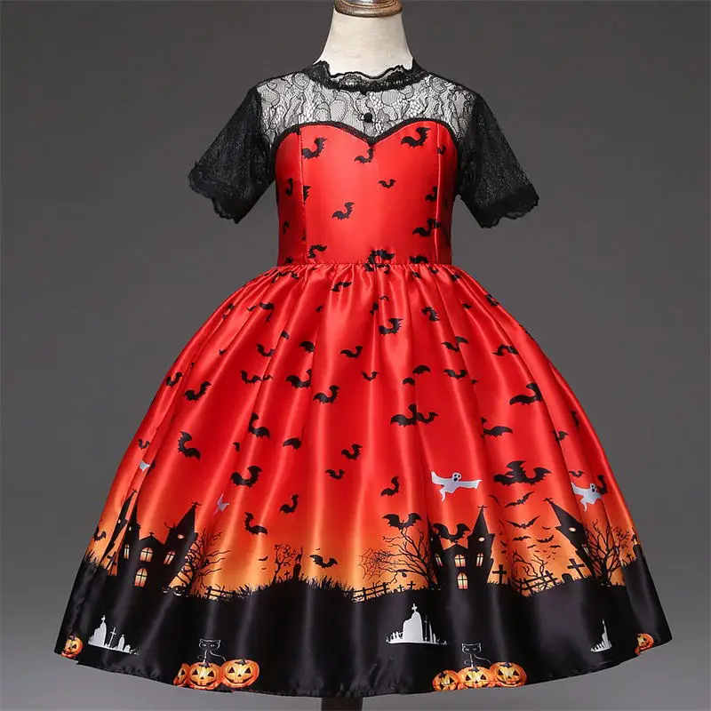 

Kids Halloween Costumes for Girls Princess Carnival Party Clothing Children Magic Witch Cosplay Dress for Girl Pumpkin Vestidos