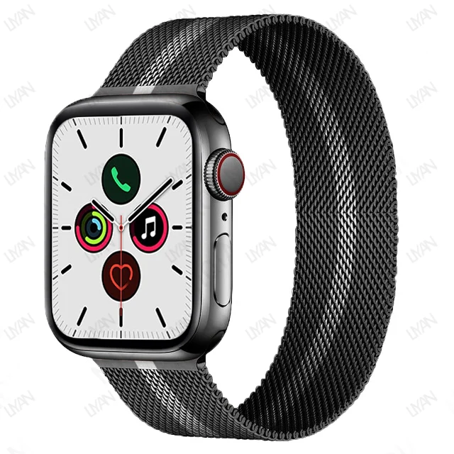 Magnetic Loop Strap For Apple watch Band 45mm 41mm 44mm 40mm 42mm 38mm Stainless steel correa bracelet iWatch serie 3 7 5 6 se 3 Black A white 28