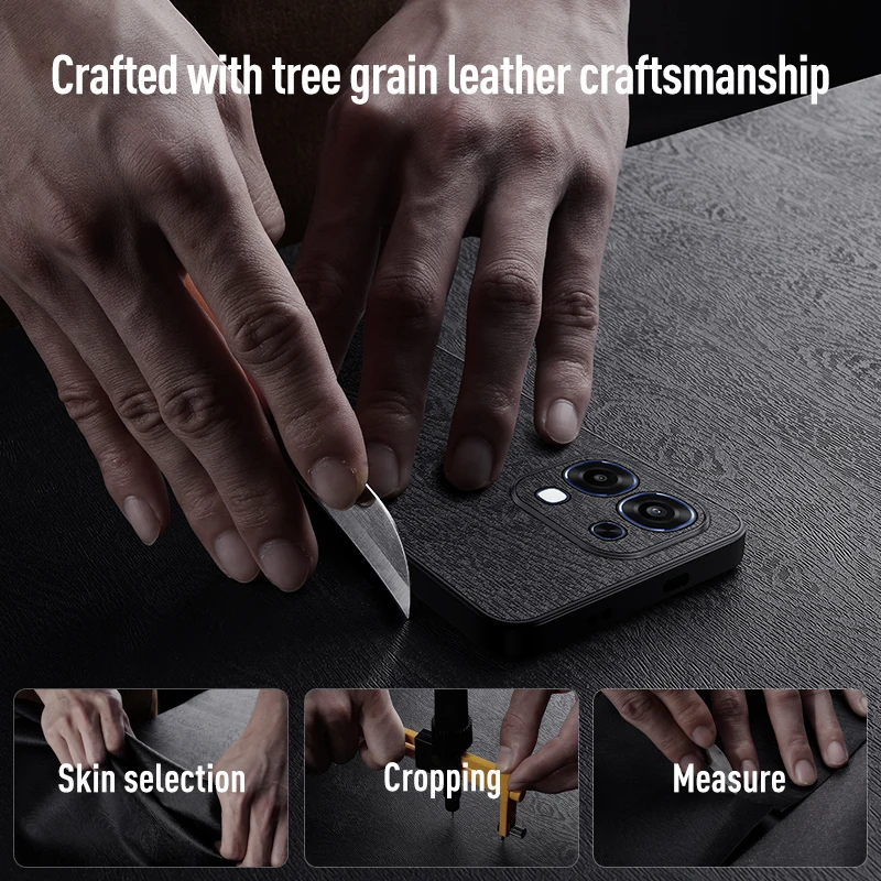 Premium Tree Grain Leather Phone Case - Enhanced Protection Cover