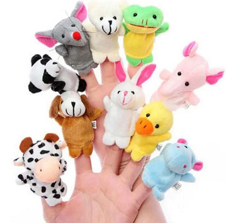 10x Cartoon Biological Animal Finger Puppet Plush Toys Child Baby Favor Dolls