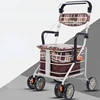 Foldable Walking Trolley  Lightweight FourWheel Mobile Chair Large Capacity Elderly Shopping Aid with Seating Mobility Walker 1