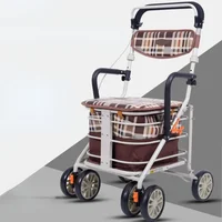 Foldable Walking Trolley  Lightweight FourWheel Mobile Chair Large Capacity Elderly Shopping Aid with Seating Mobility Walker 1