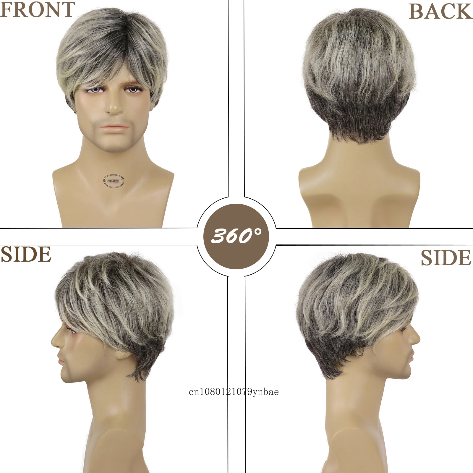 Synthetic Hair Mix Blonde Wigs Men Short Haircuts with Bangs Gradient Color Ombre Wigs Natural Hairstyles Male Old Man Outfits