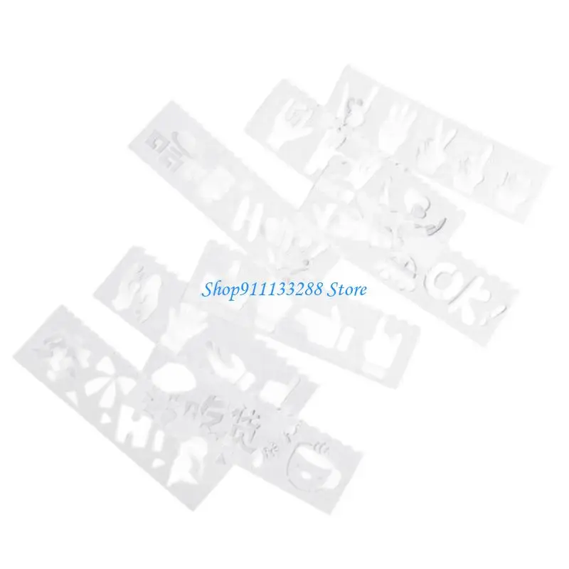 G88D 다중 패턴 스텐실 세트 어린이를위한 8PCS 플라스틱 템플릿 색칠하기 책 Scrapbooking 및 DIY 학교 프로젝트 가정용