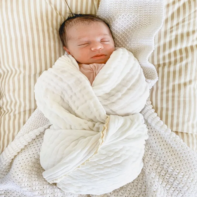 suave y transpirable de 6 capas de gasa para recibir bebé toalla de baño para bebé manta de muselina Colcha de gasa lavada envoltura para recién nacido xzbnwuviei 