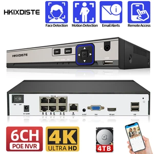 HD 4CH 6CH 4K 8MP POE NVR видеорегистратор H.265 48V аудиовыход IP камера AI распознавание лица CCTV система P2P сеть Xmeye APP