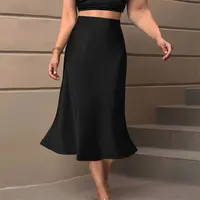 Satin Skirts for Women Korean Style Champagne Office High Waist A-line Skort Fashion Elegant Solid Long Pencil Skirt Silk Like - Image 6